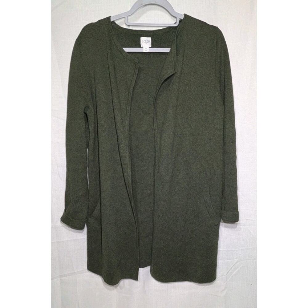 J. Crew Women's Olive Green‎ Open Front Cardigan Pockets Sz S Minimalist Capsule